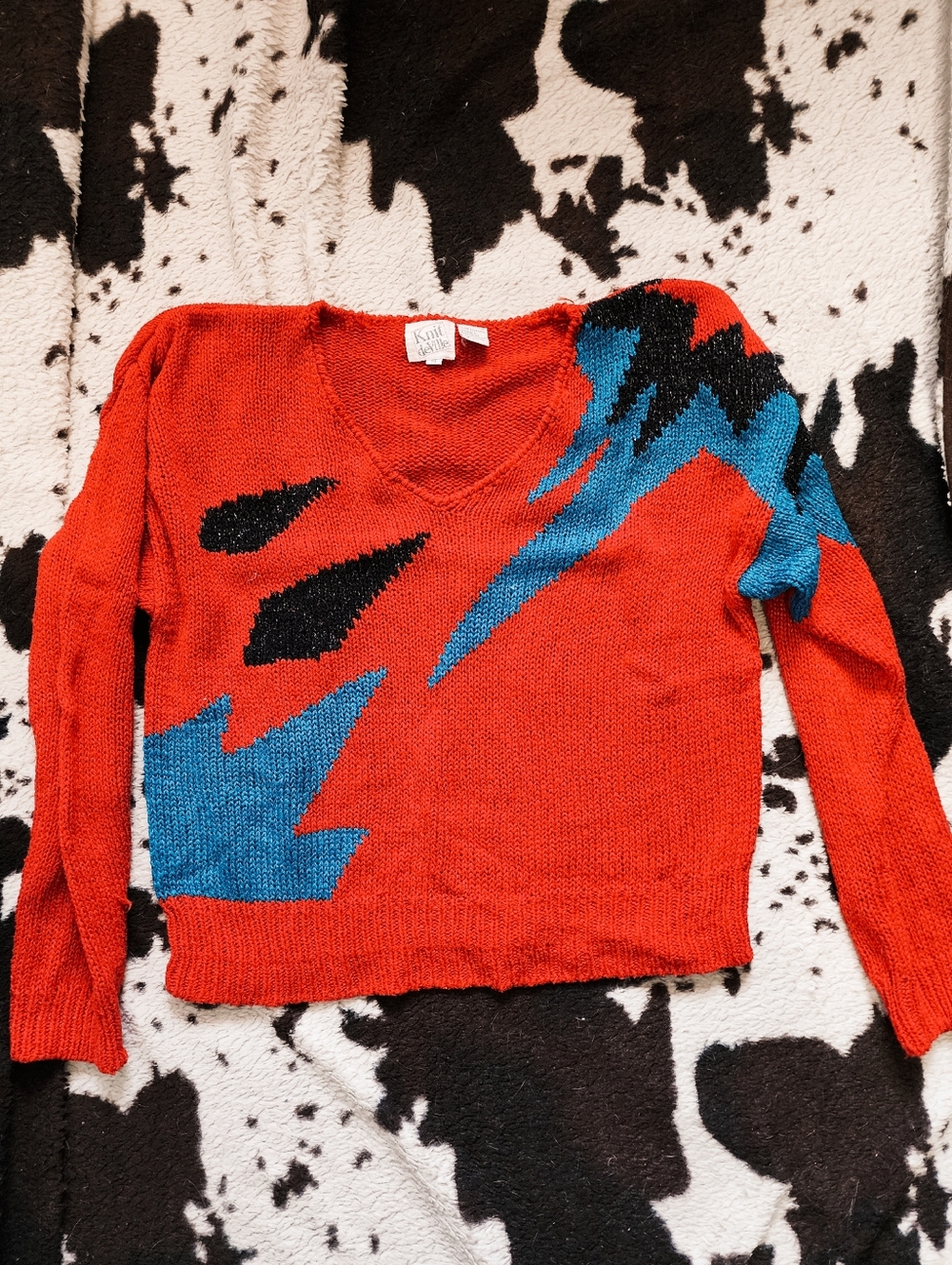 WOMEN'S 80'S KNIT SHRUG SWEATER - RED TAMALE